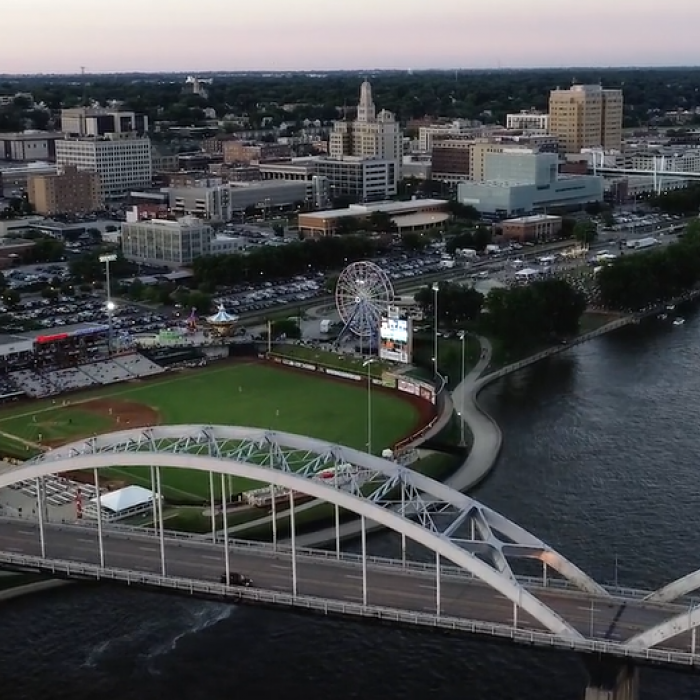 areal view of the centennial bridge